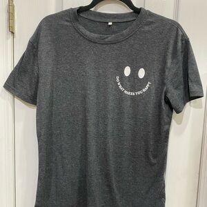 Gray Graphic T-Shirt with Smile Design